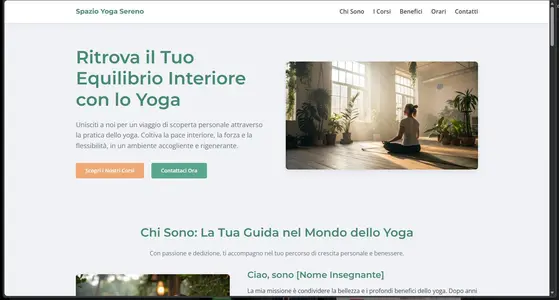 Screenshot Sito Web per istruttrice di yoga