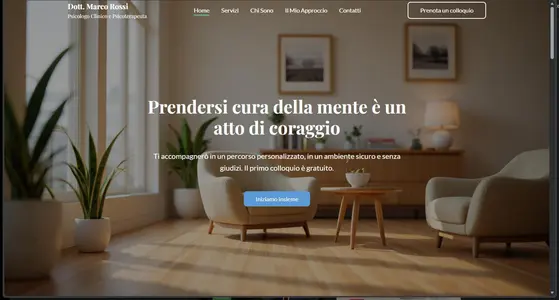 Screenshot Sito Web per psicologo e psicoterapeuta