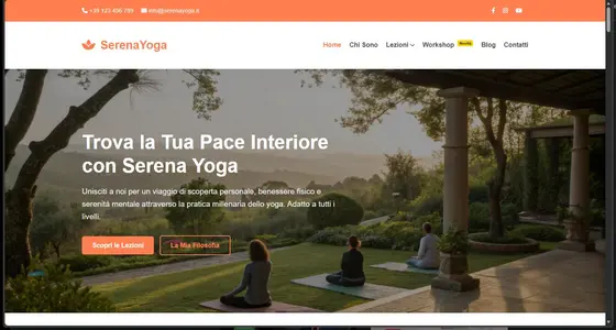 Screenshot Sito Web per insegnanti di Yoga