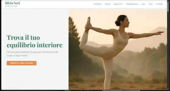 Screenshot Sito web per istruttrice di yoga