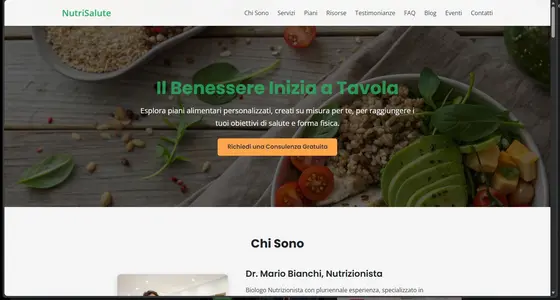 Screenshot Sito Web Nutrizionista